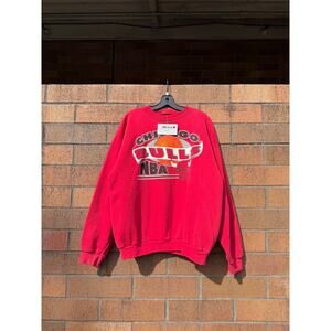 90s Chicago Bulls Vintage Red NBA Crewneck Sweatshirt Michael Jordan Nutmeg Lee